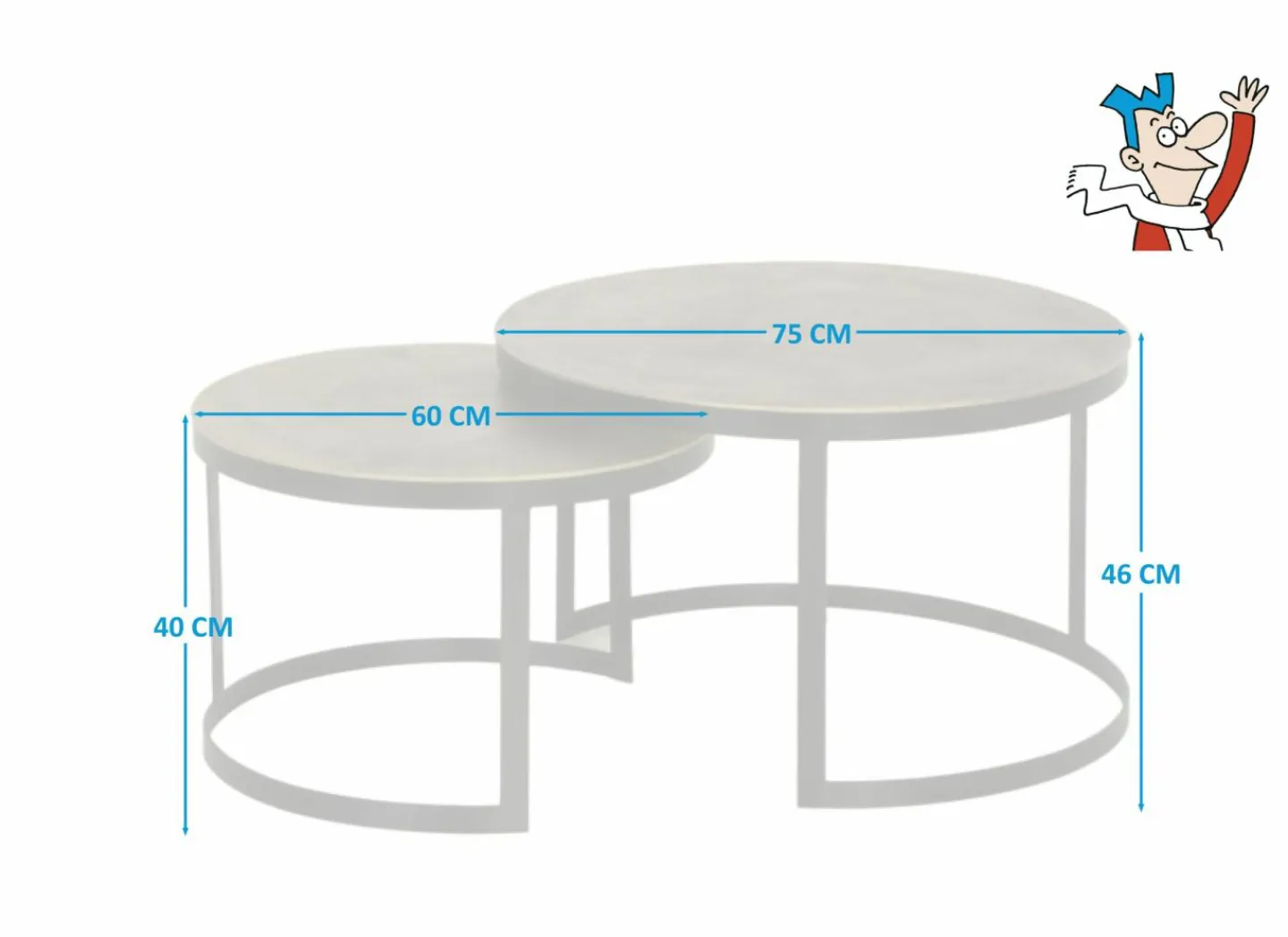 Salontafel Brass Ø75/Ø60cm - metaal - antique brass set van 2- Bijzettafels|Salontafels