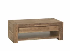 Salontafel Carbone 125x65cm - sheesham massief &  decor - naturel- Salontafels