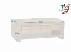 Salontafel Carbone 125x65cm - sheesham massief &  decor - naturel- Salontafels