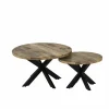Salontafel Cenote Ø77/Ø55cm - hout massief - naturel set van 2- Salontafels