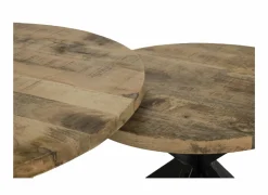 Salontafel Cenote Ø77/Ø55cm - hout massief - naturel set van 2- Salontafels