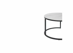 Salontafel Ø70/Ø50cm - keramiek & metaal - wit set van 2- Salontafels