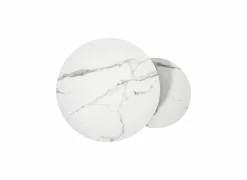 Salontafel Ø70/Ø50cm - keramiek & metaal - wit set van 2- Salontafels