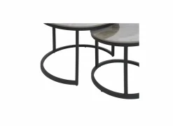 Salontafel Ø70/Ø50cm - keramiek & metaal - grijs set van 2- Salontafels