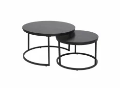 Salontafels|Salontafel Ø80/Ø60cm - melamine - nero set van 2