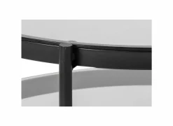 Salontafels|Salontafel Ø79cm - metaal - zwart mat & smoked glass