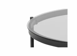 Salontafels|Salontafel Ø79cm - metaal - zwart mat & smoked glass