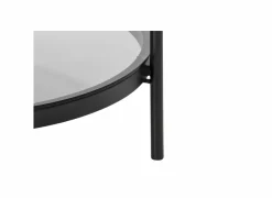 Salontafels|Salontafel Ø79cm - metaal - zwart mat & smoked glass