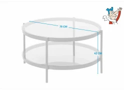 Salontafels|Salontafel Ø79cm - metaal - zwart mat & smoked glass