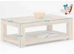 Salontafel Faust 123x75cm  - mango massief - naturel- Salontafels