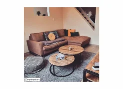 Salontafel Half Moon Ø80cm - metaal - naturel & zwart- Salontafels