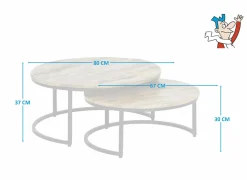 Salontafel Half Moon Ø80cm - metaal - naturel & zwart- Salontafels
