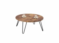Salontafel Liceo Ø80cm - MDF - zwart & bruin- Salontafels