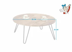 Salontafel Liceo Ø80cm - MDF - zwart & bruin- Salontafels