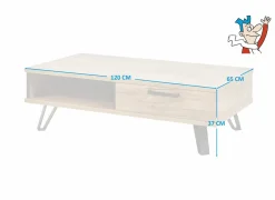 Salontafel Neto 120x65cm - decor - scarlet eik- Salontafels