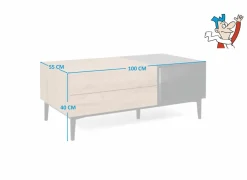 Salontafels|Salontafel Nola 100x40cm - melamine - artisanale eik