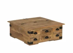 Opbergkoffers|Opbergkoffers|Salontafel Nueva 90x90cm - mango massief - naturel & zwart