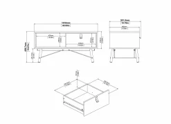 Salontafel Ry 102x49cm - decor - mat zwart & okkernoot- Salontafels