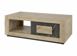 Salontafels|Salontafel Sacha 130x65cm - melamine - canyon oak & marble