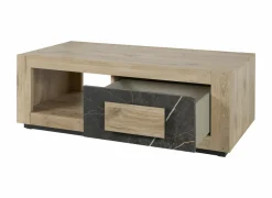 Salontafels|Salontafel Sacha 130x65cm - melamine - canyon oak & marble