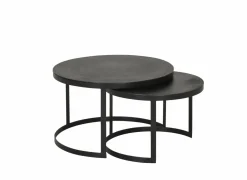 Salontafel Skudde Ø75/Ø60cm - metaal - zwart set van 2- Salontafels