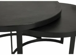 Salontafel Skudde Ø75/Ø60cm - metaal - zwart set van 2- Salontafels