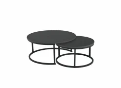 Salontafel Sunrise 80x35/60x32cm - MDF & melamine - zwart set van 2- Salontafels