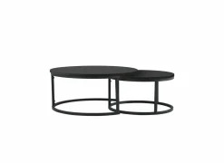 Salontafel Sunrise 80x35/60x32cm - MDF & melamine - zwart set van 2- Salontafels