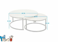 Salontafel Sunrise 80x35/60x32cm - MDF & melamine - bruin set van 2- Salontafels