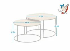 Salontafels|Salontafel Windsor Ø65cm/Ø75cm - lamulux - naturel - set van 2