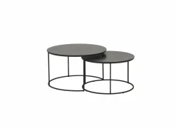 Salontafel Windsor Ø75x44,4cm/Ø65x39cm - lamulux - zwart - set van 2- Salontafels