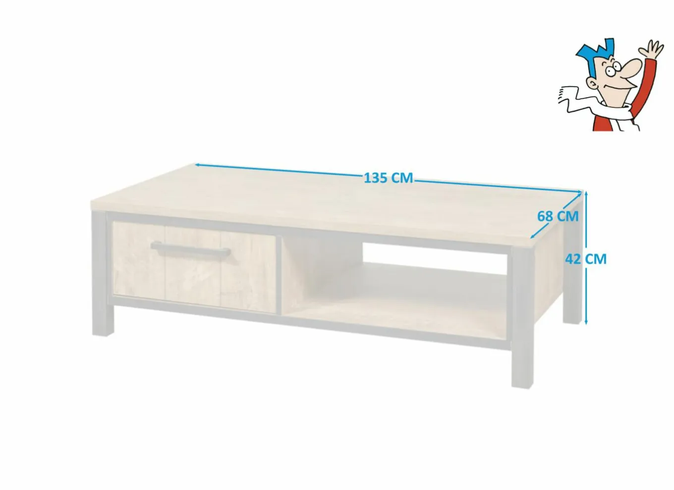 Salontafels|Salontafel 135x68cm - decor - oranje teakhout & mat zwart