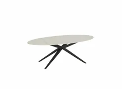 Salontafels|Salontafel 130x65cm - keramiek & metaal - wit