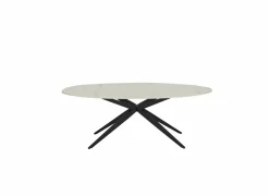 Salontafels|Salontafel 130x65cm - keramiek & metaal - wit