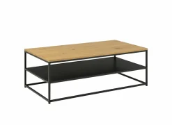 Salontafels|Salontafel 120x60cm - melamine - wilde eik & mat zwart
