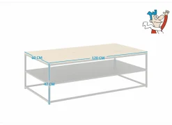 Salontafels|Salontafel 120x60cm - melamine - wilde eik & mat zwart