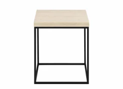 Salontafel 40x40x45cm - decor & staal - travertijn look & zwart- Salontafels