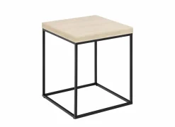 Salontafel 40x40x45cm - decor & staal - travertijn look & zwart- Salontafels