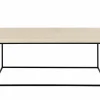 Salontafels|Salontafel 110x55x45cm - decor & staal - travertijn look & zwart