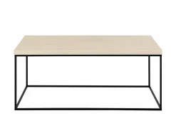 Salontafels|Salontafel 110x55x45cm - decor & staal - travertijn look & zwart