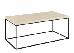 Salontafels|Salontafel 110x55x45cm - decor & staal - travertijn look & zwart
