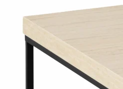 Salontafels|Salontafel 110x55x45cm - decor & staal - travertijn look & zwart