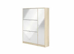 Schoenenkasten|Schoenenkast Bright 102x24x125cm - decor - eik & wit hoogglans
