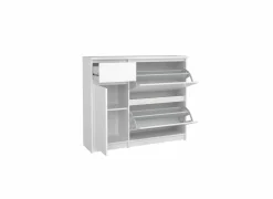 Schoenenkasten|Schoenenkast Naia 109x32x93cm - decor - wit hoogglans