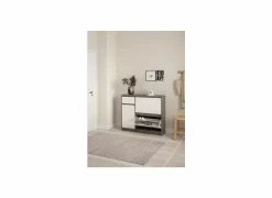 Schoenenkast Naia 109x32x93cm - decor - beton & wit hoogglans- Schoenenkasten