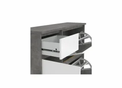 Schoenenkast Naia 109x32x93cm - decor - beton & wit hoogglans- Schoenenkasten