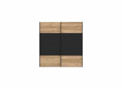 Schuifdeurkast|Schuifdeurkast|Schuifdeurkast Dalate 200cm - decor - kastanje eik & mat zwart