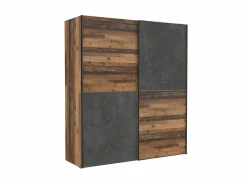 Schuifdeurkast Dederik 170cm - decor - oldwood vintage & donkergrijs- Schuifdeurkast|Schuifdeurkast