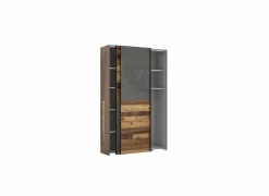 Schuifdeurkast Ozzula 120cm - decor - old wood vintage & beton- Bijzetkasten|Schuifdeurkast