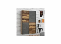 Schuifdeurkast Ozzula 120cm - decor - old wood vintage & beton- Bijzetkasten|Schuifdeurkast